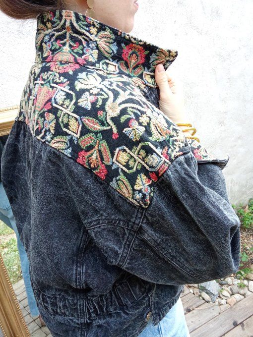 Veste en jean gris foncé 