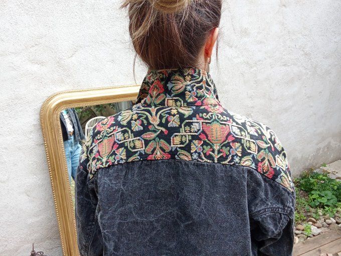 Veste en jean gris foncé 