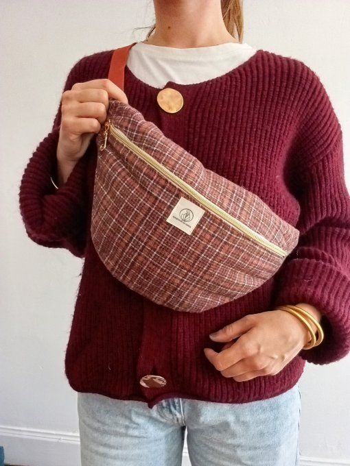 Sac banane upcyclé esprit tartan