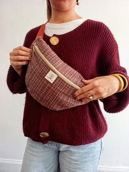 Sac banane upcyclé esprit tartan