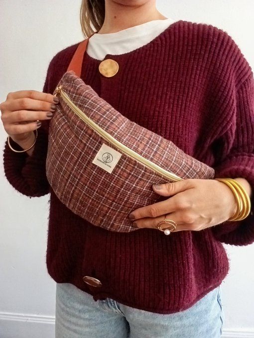 Sac banane upcyclé esprit tartan