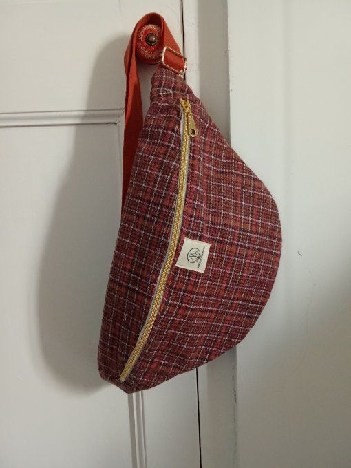 Sac banane upcyclé esprit tartan